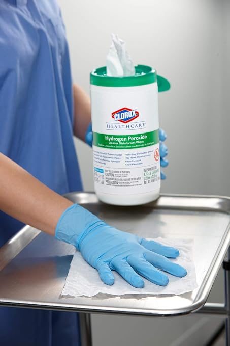 Clorox Healthcare Hydrogen Peroxide Cleaner Disinfectant Wipes, 6.75" x 9", 95 Count (Package May Vary)