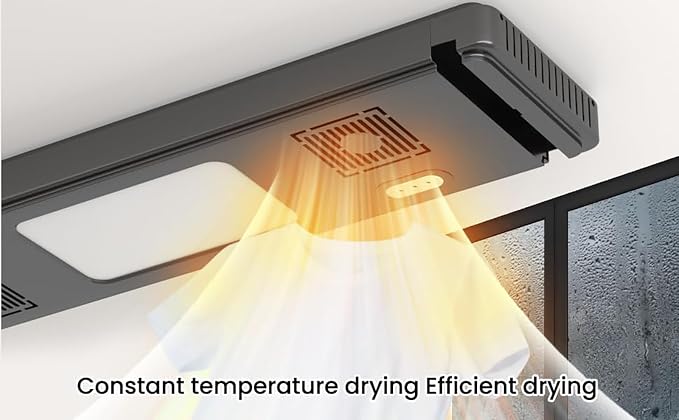 Electric Ceiling Clothes Drying Rack,with Drying/Remote 110V-120V | Light 24W,Ceiling Clothesline with Built-in Timer Heater,for Laundrys/Indoors /Garage/Small Space