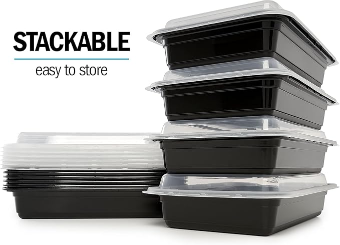 Igluu Meal Prep Containers Reusable (20 Pack) – Food Containers with Lids – Stackable, Microwave, Freezer & Dishwasher Safe – 28oz – 1 Compartment – BPA-Free
