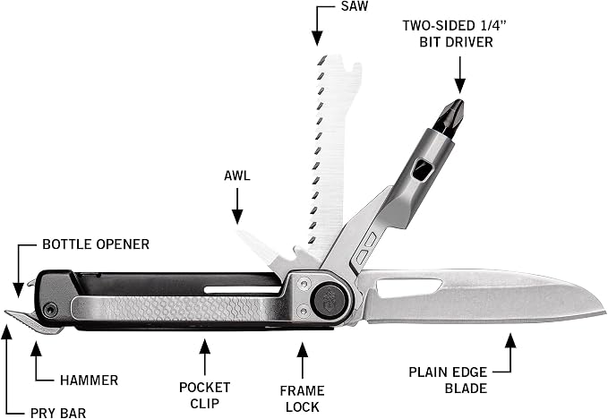 Gerber Armbar Trade EDC Pocket Knife Multitool with Bottle Opener, Onyx | Compact EDC multitool, includes blade, pry bar, hammer, 2.5" plain edge blade, 8-in-1 pocket tool, lightweight