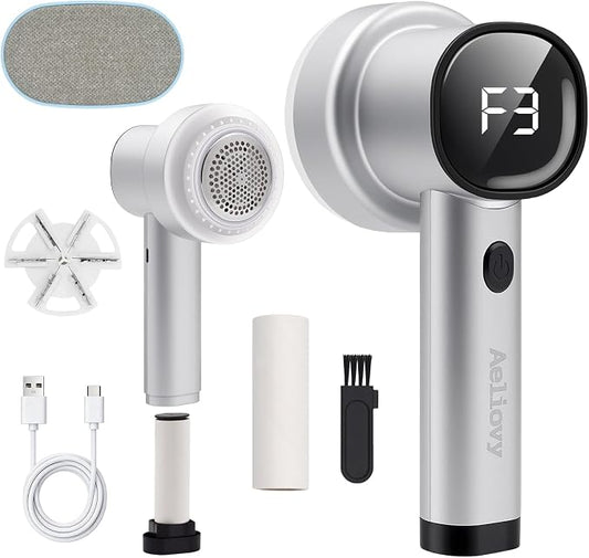 Fabric Shaver, 3 in 1 Lint Remover with Hair Remover Brush & Lint Rollers, Digital Led Display, 3 Speeds with Replaceable Blades, Remove Pilling for Clothes, Furniture, Sweater, Couch, Blanket, Pet
