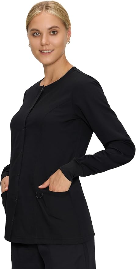 COZYFIT Scrub Jackets for Woman, Snap Front Nurse Jacket | 3 Pockets, Soft Fabric Layer, Easy Shift Layer, Easy Care, For Nurses, Clinics, Daily Medical Uniforms, Shift Wear