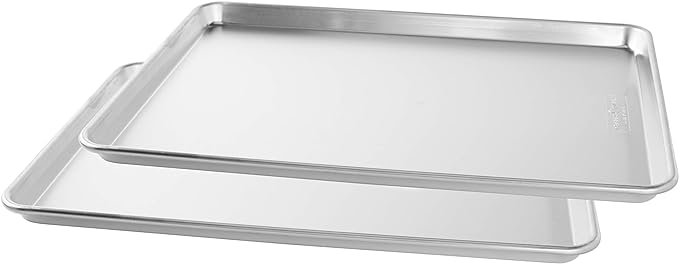 Nordic Ware Naturals Extra Large, 21 x 15 inch Baking Set - USA Made Aluminum Commercial Quality Pan for Baking or Roasting, Encapsulated Galvanized Steel Rim Prevents Warping, 2pk Big Sheet