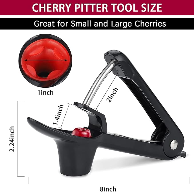 Cherry Pitter - Space-Saving Lock Design Olive Corer Tool | Non-Slip Soft-touch Handle,Dishwasher Safe Cherries Stoner Seed Remover Tool for Make Cherry Jam