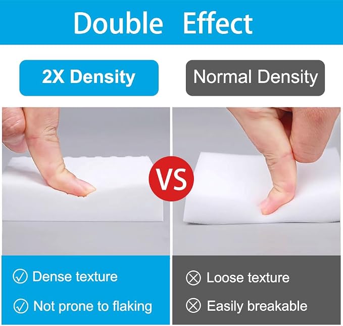 SmilinFit Magic Sponge Erasers, 50 Pack 2X Density Stronger Melamine Sponge Foam Pads, Multi-Functional Household Cleaning Supplies Cleaner for Kitchen, Bathroom, Bathtub, Sink, Wall Cleaner