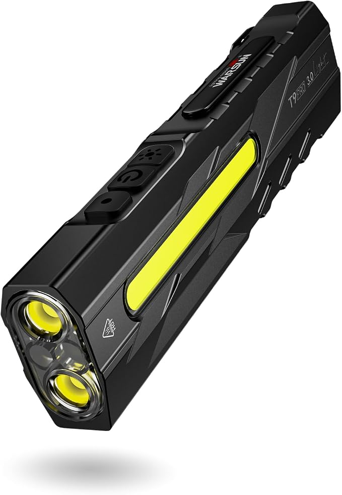 WARSUN T9PRO Pocket Flashlight Rechargeable, 1500 Lumen EDC Flashlight with Magnet Base and Clip, Compact Work Light for Dog Walking, Camping, Car Repair, Home Repair, Power Outages and Everyday Carry