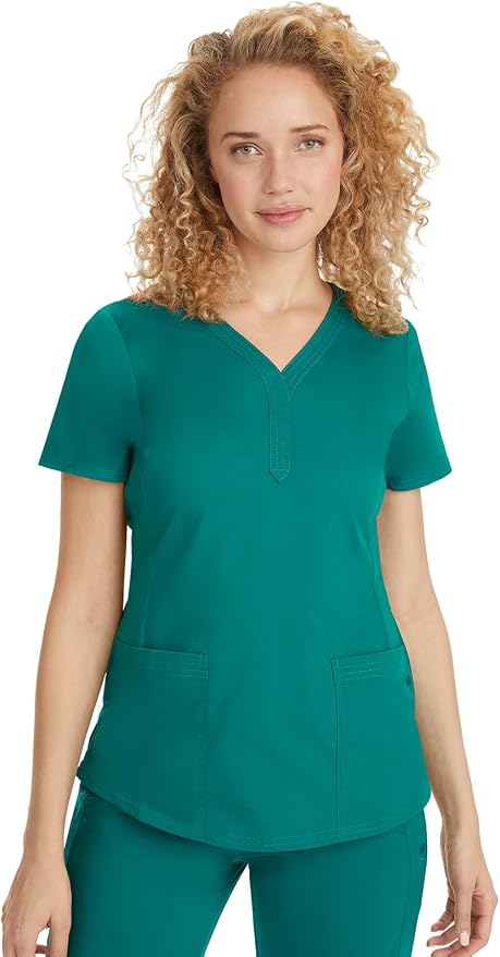 Healing Hands Purple Label Jane Scrub Top for Women Y-Neck Design | 2 Patch Pockets, Slim Fit Side Vents, Fitted Shirttail Silhouette, Breathable Comfort, Easy Care Fabric, Made for Every Shift