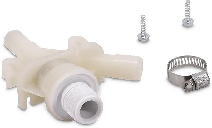 Genuine Dometic OEM Water Valve Kit 385311641 | For 300 and 400 Series Dometic and Sealand Toilets | Includes Hose Clamp and Fasteners | White Compact Kit for Efficient Repair and Replacement