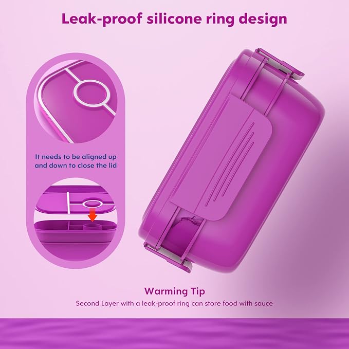 Modern Adult Lunch Box, Stackable Lunch Containers, Minimalist Design Bento Box with Utensil Set - Leak-Proof for Dining Out, Work, School, Picnic