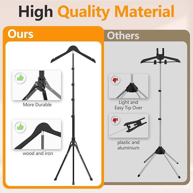 2 Pack Adjustable Shirt Display Stand 32-63 Inch, Foldable Clothing Display Stand Mannequin Torso for Retail Vendors, Multi-Use Steamer Rack Stand for Clothes Garment (2)
