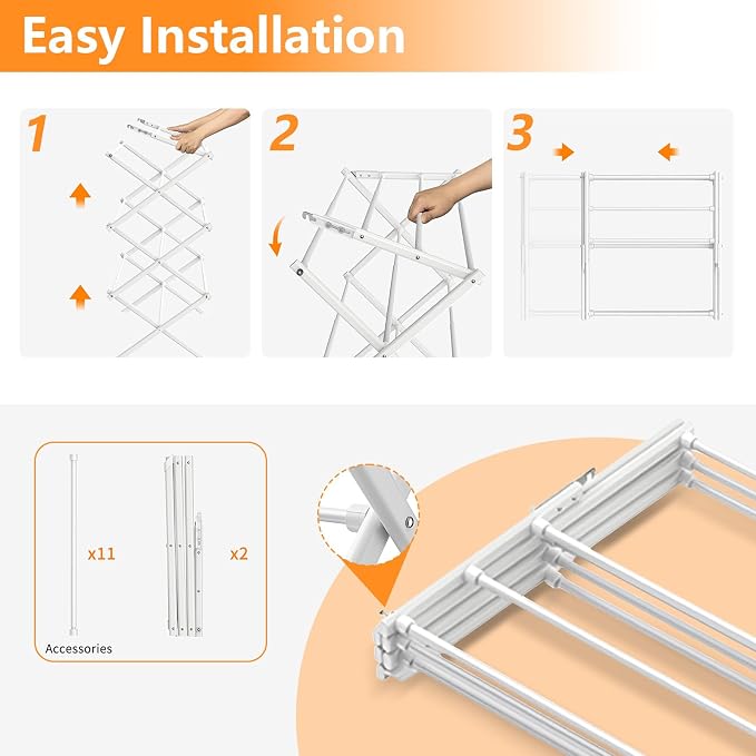 Clothes Drying Rack Drying Rack Clothing Pure White-1pack | for Laundry - 40" x 28.8" x 14.2", Space Saving Foldable Household Indoor&Outdoor