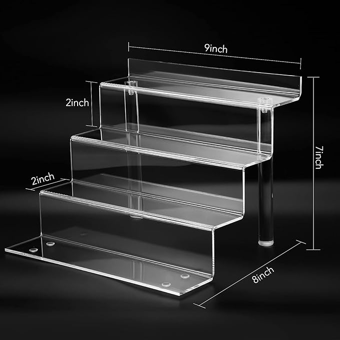 bigantss 9 Inch Acrylic Shelf for Perfume Organizer, 4 Tier Funko POP Shelves, Cologne Organizer Tiered Riser Display Stand, Acrylic Display for Decoration