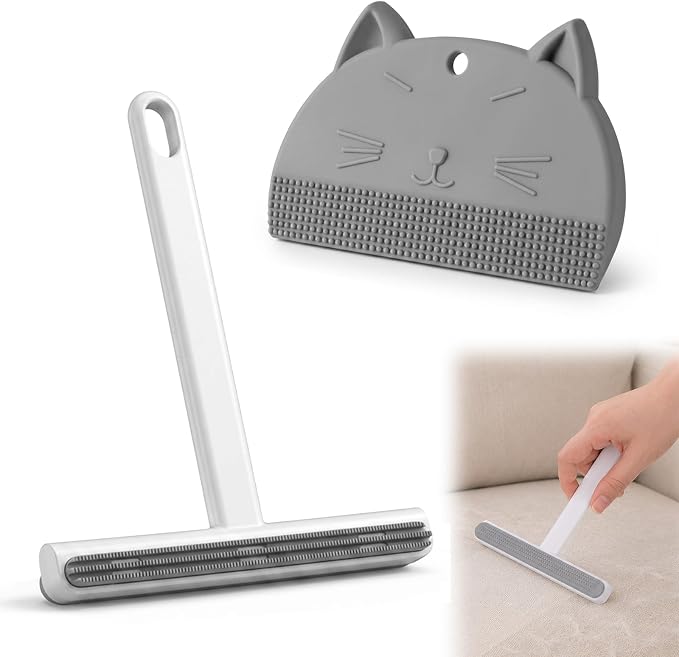 2Pack Set Pet Hair Removal Tool, Reusable Carpet Scraper Hair Remover | Dog Cat Fur Removal Scraper Fuzz Hairball Brush Lint Fabric Shaver for Carpet, Car Mat, Couch, Pet Bed, Cat Tree, Furniture