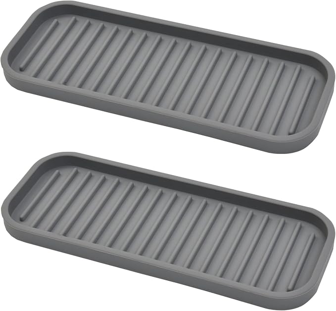 Mofason Silicone Sponge Holder - Kitchen Soap Tray soap Holder 2 Pack Gray | Tray for soap and sponge, kitchen sink tray, accessories to clean sink, silicone sponge tray, sink tray, dish brush holder