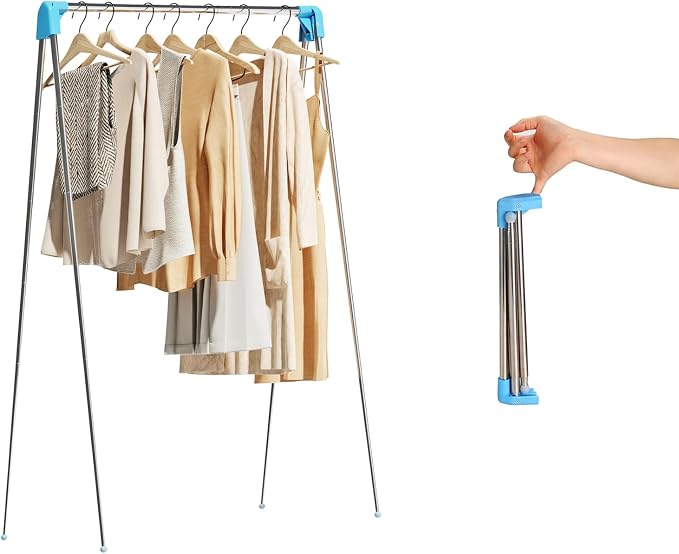 Travel Garment Rack,Portable and Foldable,Collapsible Clothing Rack | Portable, Easy to Store,with Small Space Occupation,This Folding Clothing Rack is Suitable for Travel and Dance.