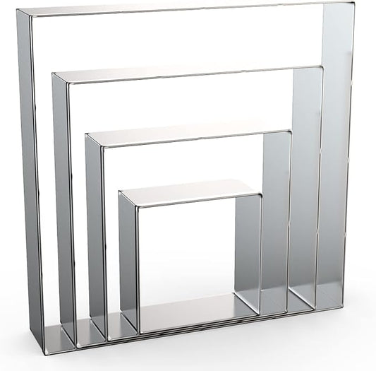 Square Cookie Cutter Set Large - 5 Inch, 4 Inch, 3 Inch, 2 Inch - Geometric Frame Plaque Cookie Cutters Shapes Biscuit Molds - Stainless Steel