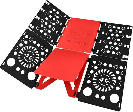 BoxLegend Version 3 Shirt Folding Board t Shirts Clothes Folder Durable Plastic Folding Helper Easy and Fast Folding Boards for Adults and Children, Black and Red