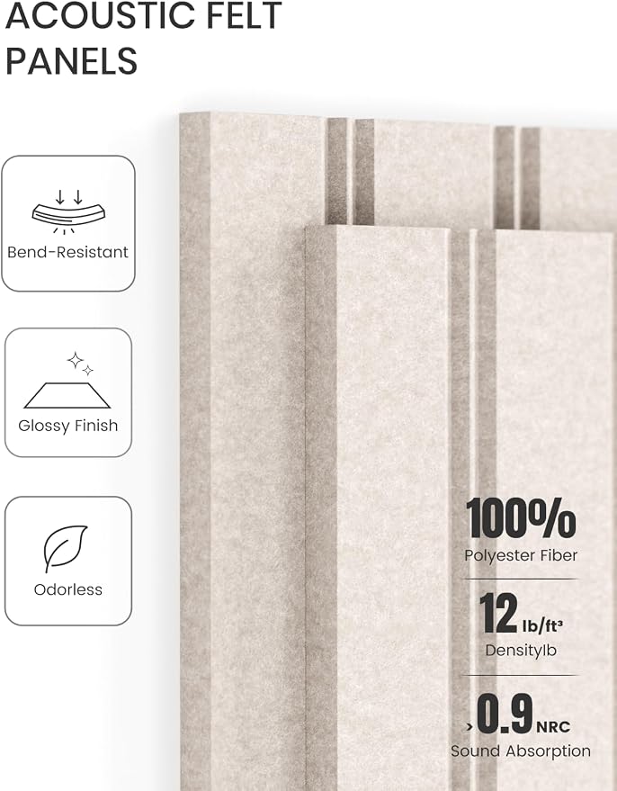 Fluxynara Felt Bulletin Board & Cork Board Alternative, Oatmeal | 48" x 36" Pin board, Removable Adhesive Tabs, Easy Install Without Wall Damage, For Home Office Decor