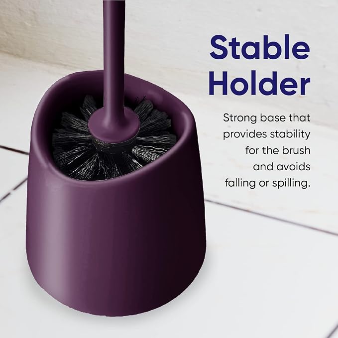 Toilet Brush Cleaner and Holder Purple Toilet Bowl Cleaner Brush with Scrubbing Wand, Brush and Storage Caddy for Easy Bathroom Cleaning