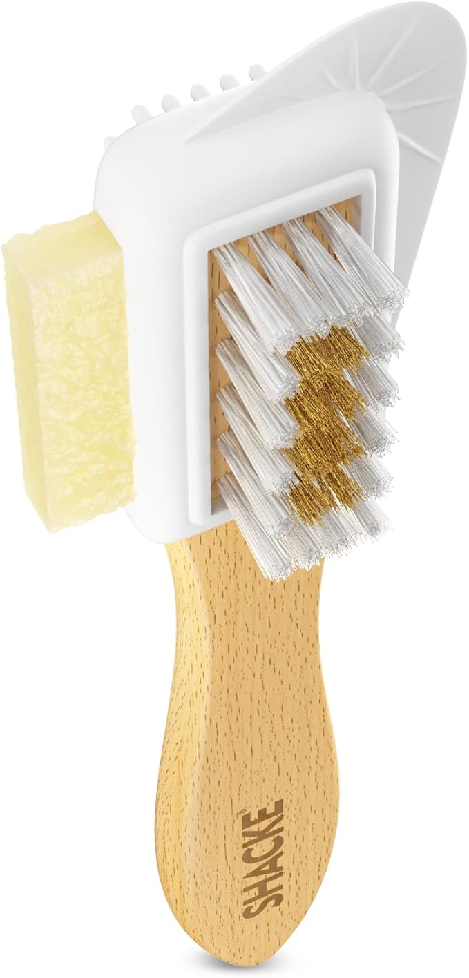 Suede Brush with Side Eraser – Suede & Nubuck Cleaner for Shoes | Suede shoe brush & suede cleaner — rubber bristles, welts, nylon/brass lift dirt from shoes, boots, bags & purses