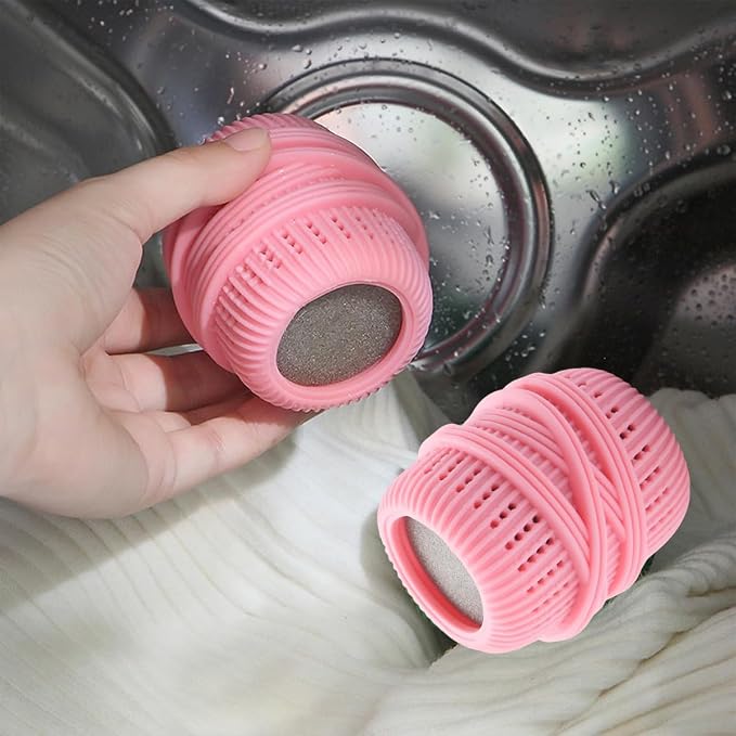 Reusable Fabric Softener Dispenser Balls Laundry Dryer Balls for Washing Sponge Household Substitute Cleaning Tool (Pink)