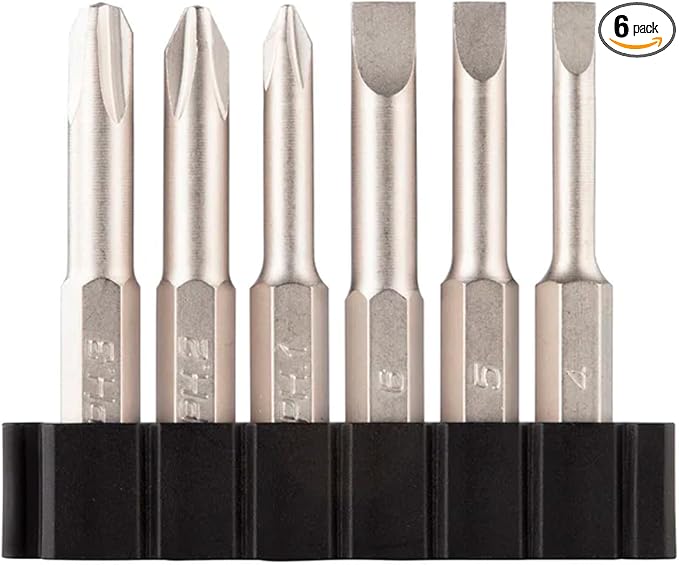 Fix It Sticks 2-Inch 6Pcs Gunsmith Bit Set Compatible with 1/4" Drivers | Multi-Purpose Durable Nickel Finished Screwdriver Pack, Holder Included, Philips & Flat, FIS2BSDP