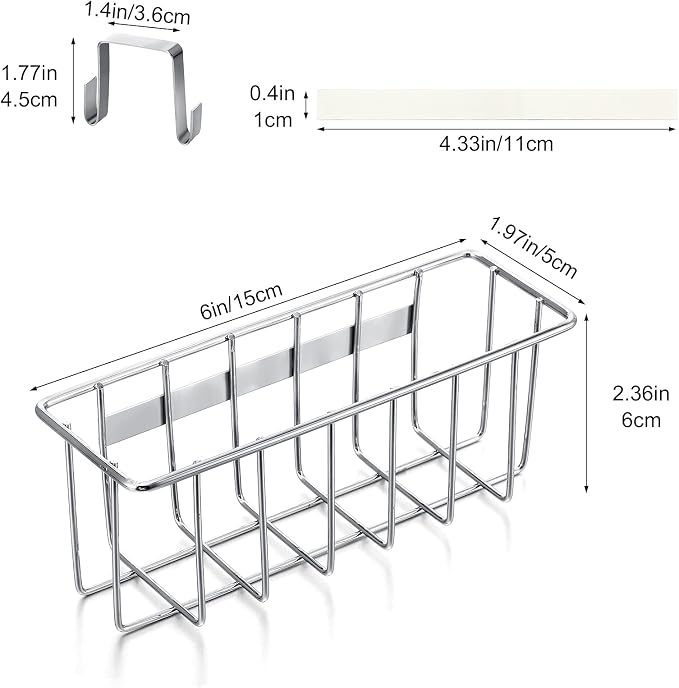 Hotop 2 Pieces Sponge Holder Kitchen Sink Caddy Metal Sink Organizer Basket for Scrubber Soap Towel Brush Dishwashing Liquid Drainer Rack in Kitchen Bathroom Bathtub, Silver