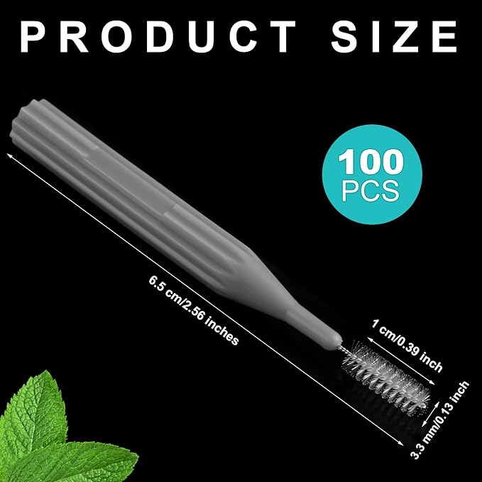 Patelai 100 Count Interdental Brush Set, Soft Braces Cleaner Picks with Cap, Multi Size Teeth Gap Cleaning Tool for Orthodontic Care Bridge Implant Travel Kit(Gray)