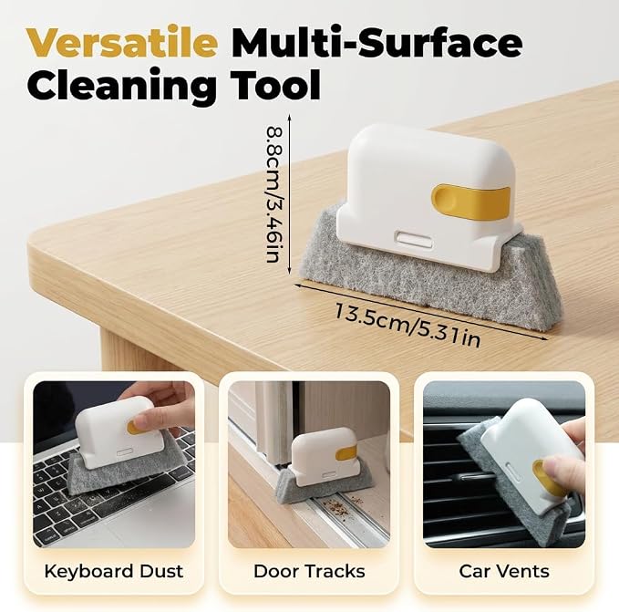 2026 New Magic Window Track Cleaner Set – Handheld Multipurpose Cleaning Brush Windows Screen Brush for Window Grooves, Tile Grout Lines, Shutter Slats, Car AC Vents & Narrow Gaps (3pcs Grey)