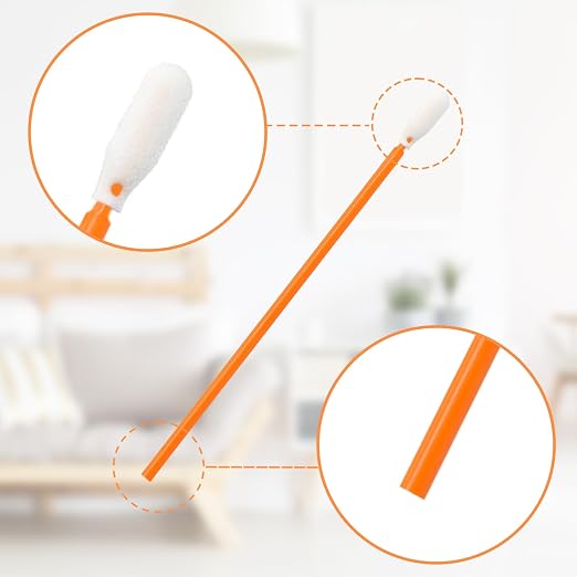 Wellgler's 200pcs Foam Cleaning Swabs, Multi-Purpose Cleanroom Foam Tip Cleaning Swab Kitip Cleaning Swab Kit (Orange)