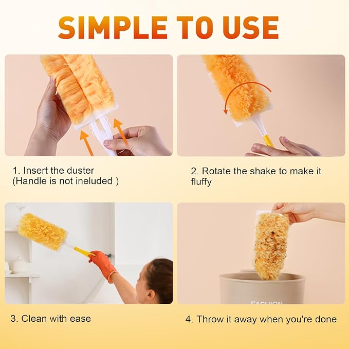 Heavy Duty Duster Refills Compatible with Swiffer Duster, Unscented Disposable Dusters Kit for Cleaning Dusting Furniture Blind Ceiling Fan, Multi Surface 360 Feather Duster (20)