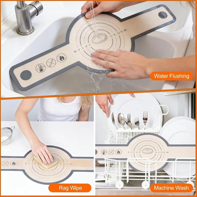 Silicone Bread Sling Mat for Dutch Oven, 2 PCS Non-Stick & Reusable Bread Baking Supplies with Long Handles, Easily Transfer Sourdough & Baking, Dishwasher Safe (Round, Grey)