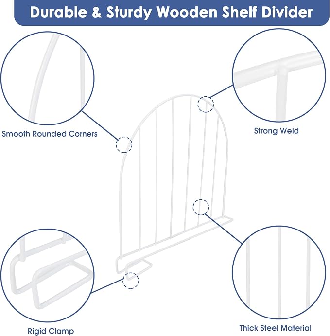 Closet Organizers and Storage, 8 Pack 12'' Extra Tall Shelf Dividers, Metal Closet Dividers Shelf Organizer for Wood Shelves, Linen Closet Organization Separators for Purse Handbag Sweater Clothes