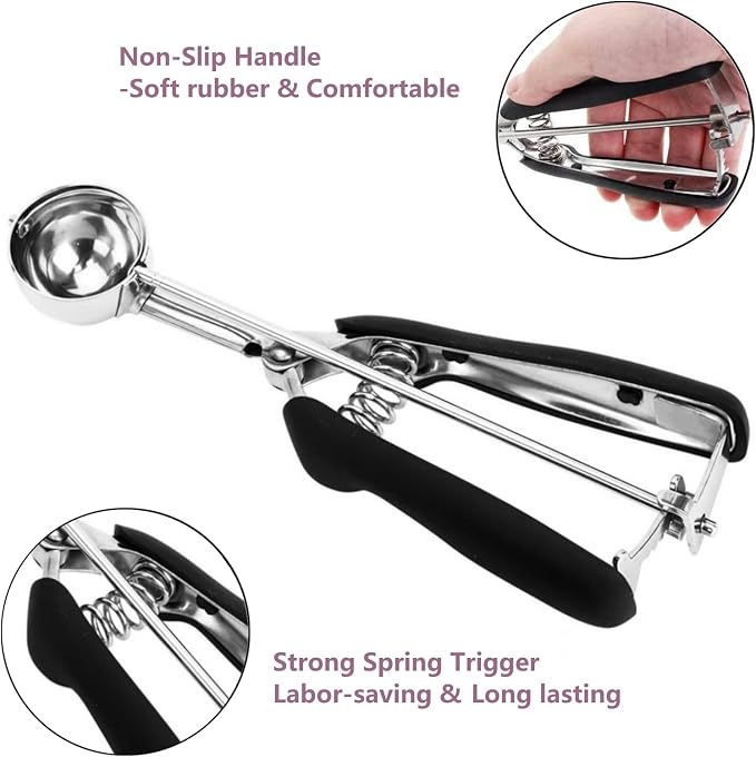 18/8 Stainless Steel Cookie Scoop - 0.8Tbsp/2.5tsp/12.5ml/0.5oz Dough Scoop with Trigger Release