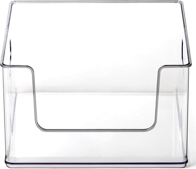 BINO | Stackable Plastic Storage Bins, Open-Front - Clear | THE CLARUS COLLECTION | Pantry Organizers and Storage Containers | Fridge Organizer Bins | Kitchen Cabinet Organizer | Medicine Cabinet Bin