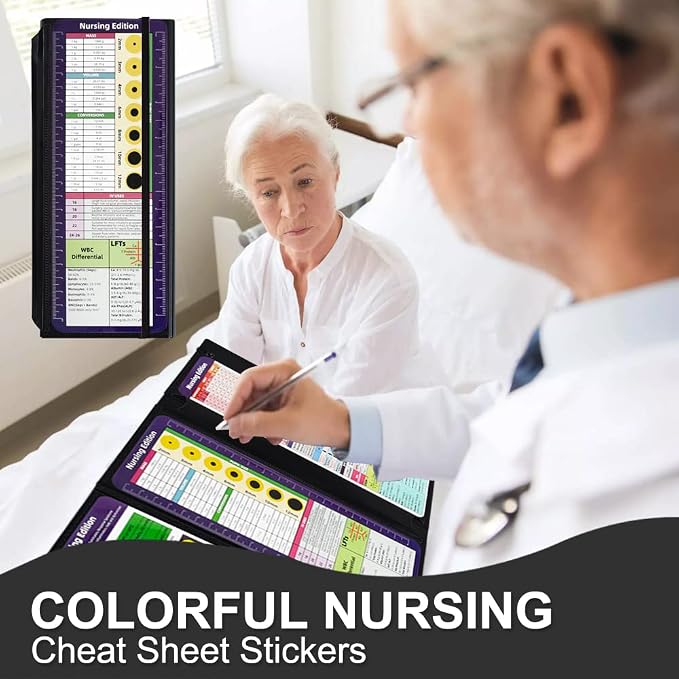 Vuzvuv Black Foldable Nursing Clipboard Nurse Clip Board-1pcs 3 Layers | Sturdy Lightweight Plastic, Fits Pockets/Bags, Built-In Medical Cheat Sheets, for Nurses, Doctors, Medical Students
