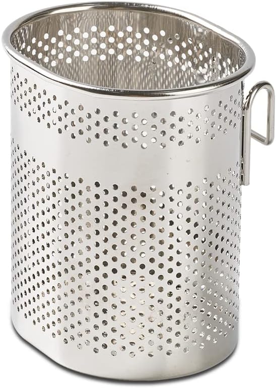 HOME&I Silverware Drying Basket for Dish Rack, Compact Oval SUS 304 Stainless Steel Hanging Utensil Holder, Cutlery Caddy for Kitchen Sink & Countertop