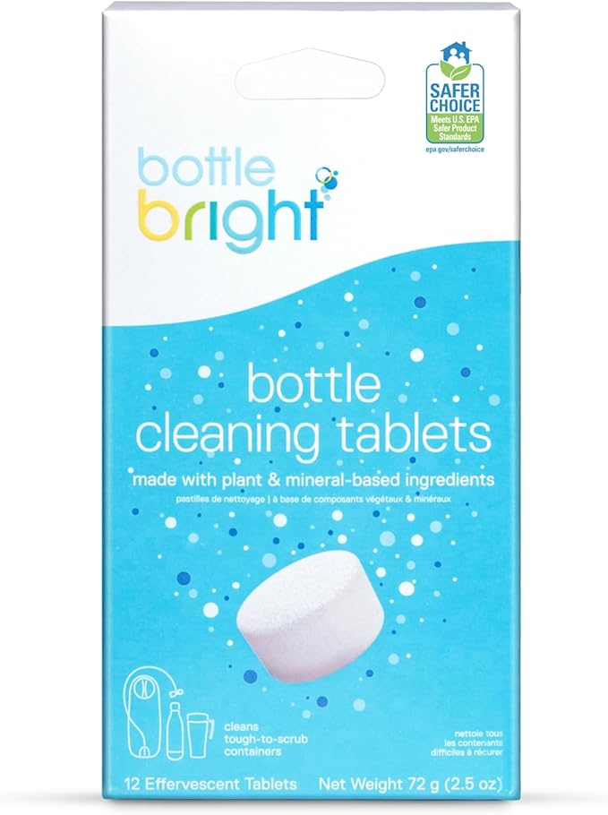 Bottle Bright Cleaning Tablets 12, 36, 78 Count – Water Bottle Cleaner for Stainless Steel, Tumblers, Thermos | Removes Coffee Tea Stains, Eliminates Odors, Easy and Safe Cleaning