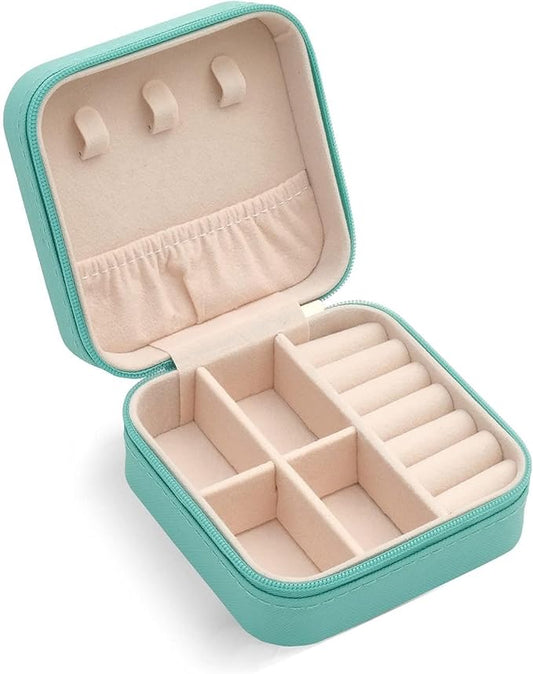 TRODANCE Mini Jewelry Travel Case, Small Portable Jewellry Organizer Box Portable Display Storage Box for Rings Earrings Necklaces, Gifts for Girl, Women, Wedding, Birthday, Mom, Mother's Day (Blue)