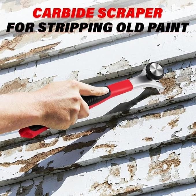DIYSELF Carbide Scraper, 2-3/8 Inch Heavy Duty Paint Scraper for Wood | Putty Knife and Scraper Tool for Resin, Glue, Varnish, Rust & Dry Glaze, Carbide Scraper for Wood, Red & Black