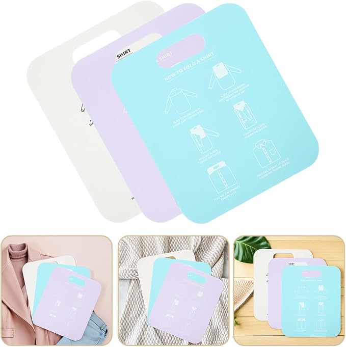 ABOOFAN Shirt Folding Board 3-Pack Clothes Folder Folding Board for T-Shirts and Long-Sleeve Shirts Space-Saving Laundry Organizer for Home Travel and Closet Storage