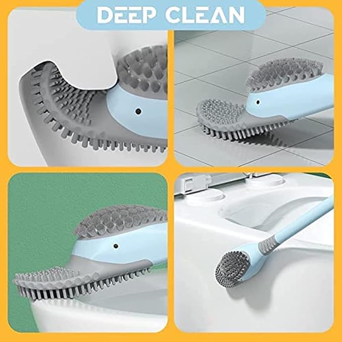 Diving Duck Toilet Brush,Diving Duck Deep Cleaning Home Bathroom Accessories Sets,Revolutionary Soft Silicone Flex Toilet Brush,Creative Silicone Toilet Brush Cleaner Brush (Blue)