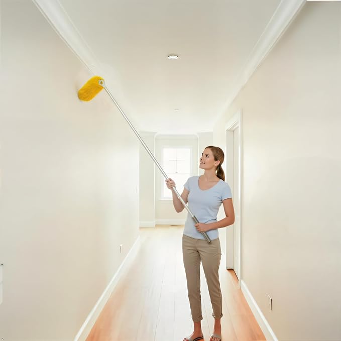 Long Handle Dusters for Cleaning with 2 Replacement Heads, Washable Cleaning Duster Kit with Laundry Mesh Bag, Cobweb Duster, Extendable Dusting Tool for Home and Office