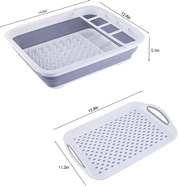 Dish Drying Rack Collapsible Dish Drying Rack Portable Dinnerware Drainer Organizer for Kitchen RV Campers Travel Trailers Space Saving Kitchen Storage Rack Tray Camper Must Haves