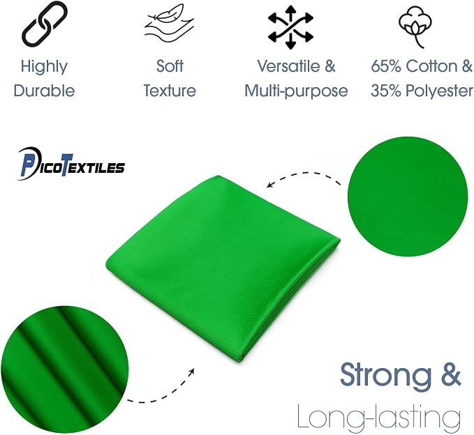 Pico Textiles 3 Yard Bolt Kelly Green Poly Cotton Twill Fabric | 60" Wide, 65% Polyester / 35% Cotton, Medium Weight, Perfect for Pants, Jackets, Skirts and Work Uniforms, Sold by the Yard