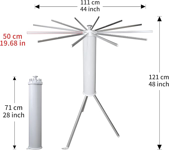 RFOUO Foldable Clothes Drying Rack Tripod with Aluminum 12 Rods | Portable，Space-Saving Freestanding Drying Rack for Indoor Outdoor, Apartment, Bedroom, Laundry Room