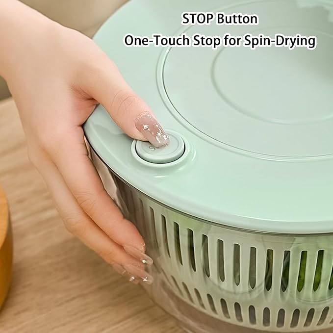 Large Capacity Multi-Function Salad Spinner with Quick Stop Button, Salad Spinner Stainless Steel, Salad Spinner Large, with 5 Blade Slicer Egg Yolk Strainer Shredder (Transparent White)