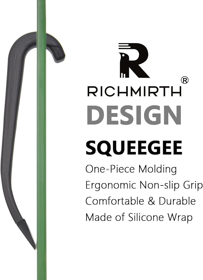 Shower Squeegee for Glass Doors – 10" Silicone Squeegee with Built-in Hook, One-Piece Seamless Design, Streak-Free & No-Scratch Window Cleaner for Bathroom, Mirrors & Tiles (Black)