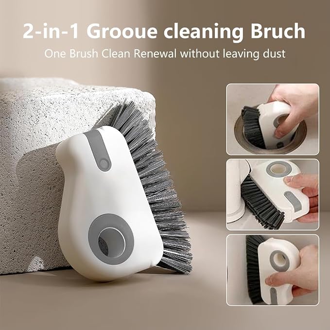 Window Track Cleaning Brush, 2-in-1 Groove Cleaner Brush - Deep Clean & Scratch-Free for Sliding Door Tracks, Shower Door Sills & Household Narrow Gaps (2-Pack, Gray)
