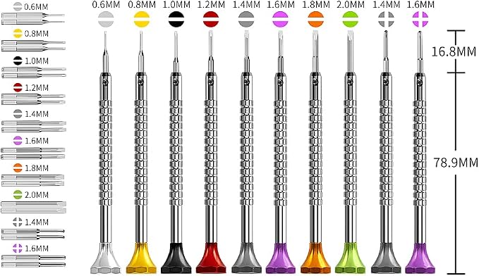 10 pcs Precision Slotted And Phillips Watch Screwdriver Set Different Sizes With 20 Extra Replace Blades Watchmaker Screwdriver Set for Watch,Jewelry,Eyeglass，The Best Gift for Dad
